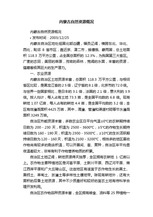 内蒙古自然资源概况