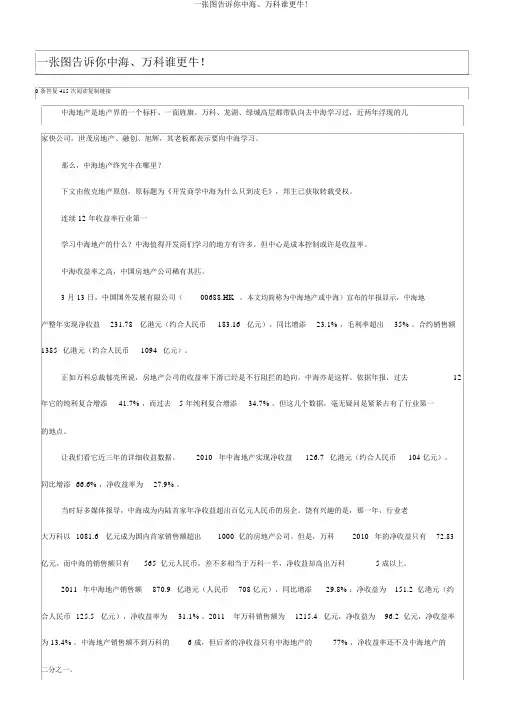 一张图告诉你中海、万科谁更牛!