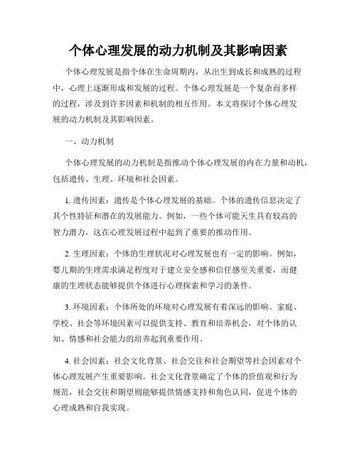 个体心理发展的动力机制及其影响因素