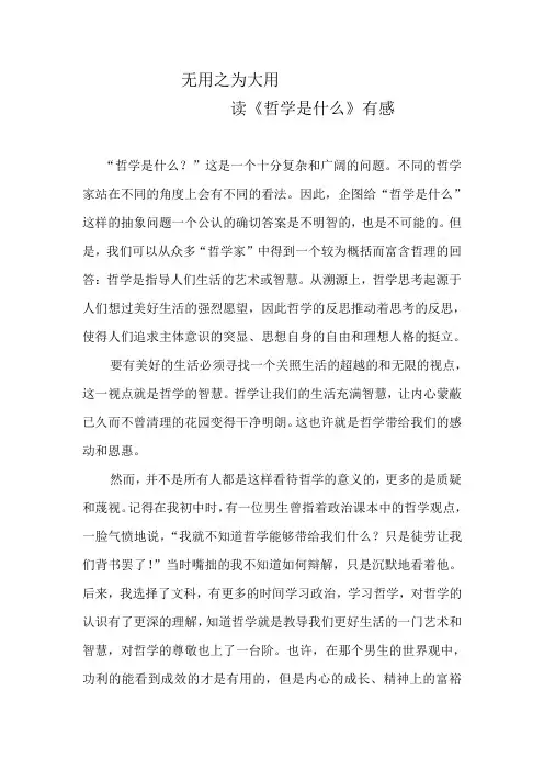 无用之大用——读《哲学是什么》有感
