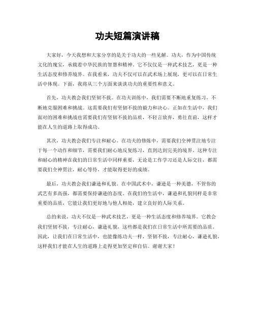 功夫短篇演讲稿