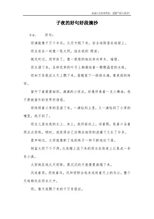 子夜的好句好段摘抄