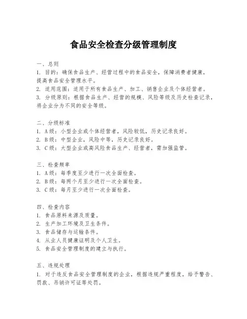 食品安全检查分级管理制度