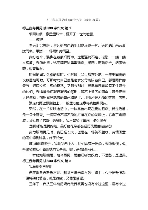 初三我与再见时800字作文（精选20篇）