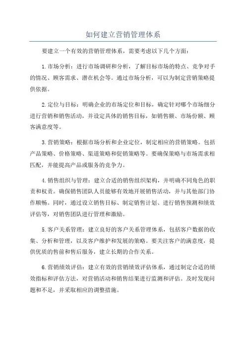 如何建立营销管理体系