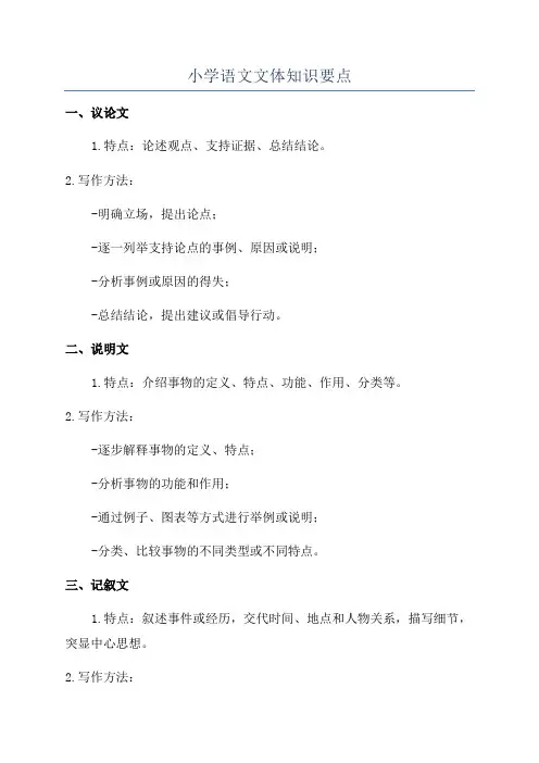 小学语文文体知识要点