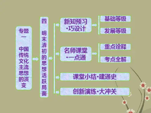 高中历史 专题一 四 明末清初的思想活跃局面课件 人民版必修3
