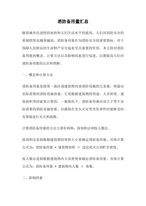 消防备用量汇总