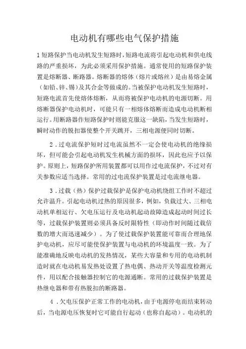 电动机有哪些电气保护措施