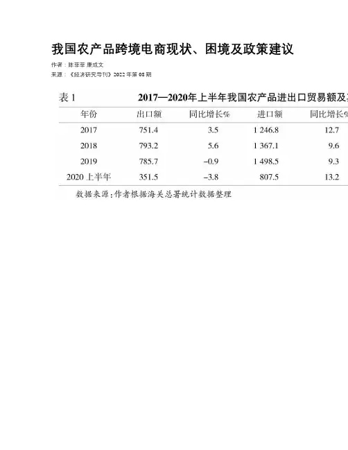 我国农产品跨境电商现状、困境及政策建议