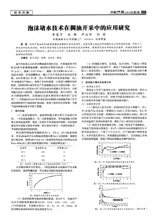 泡沫堵水技术在稠油开采中的应用研究