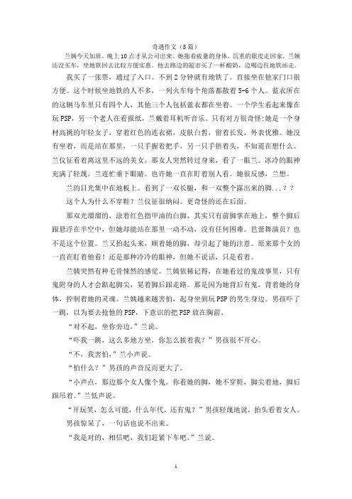 奇遇作文(5篇)