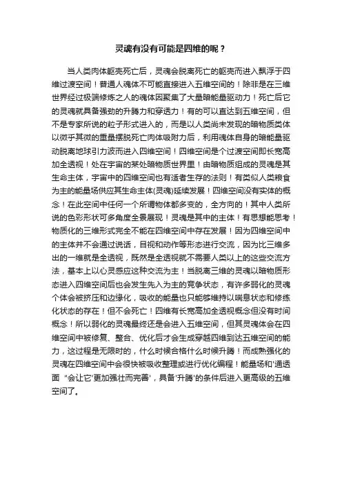 灵魂有没有可能是四维的呢？