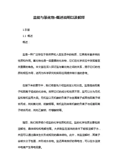 盐能与氧化物-概述说明以及解释