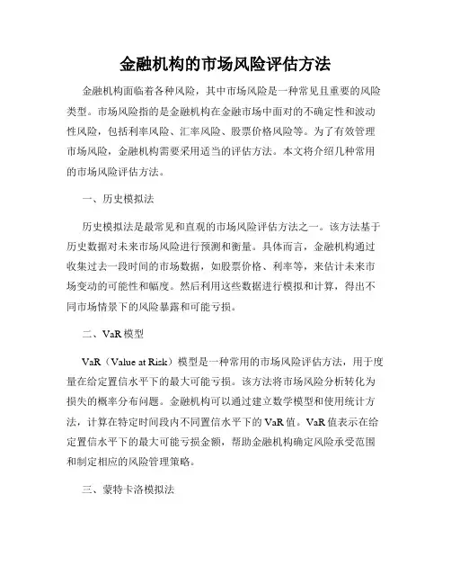 金融机构的市场风险评估方法