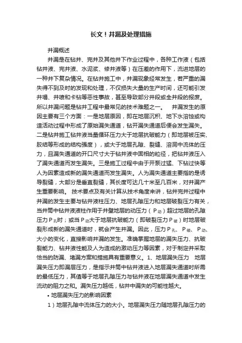 长文！井漏及处理措施