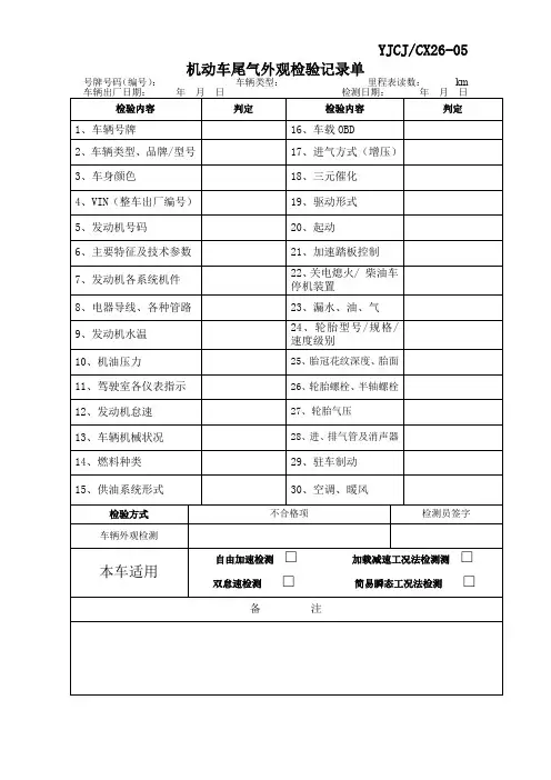 机动车环保(尾气检测)外观单