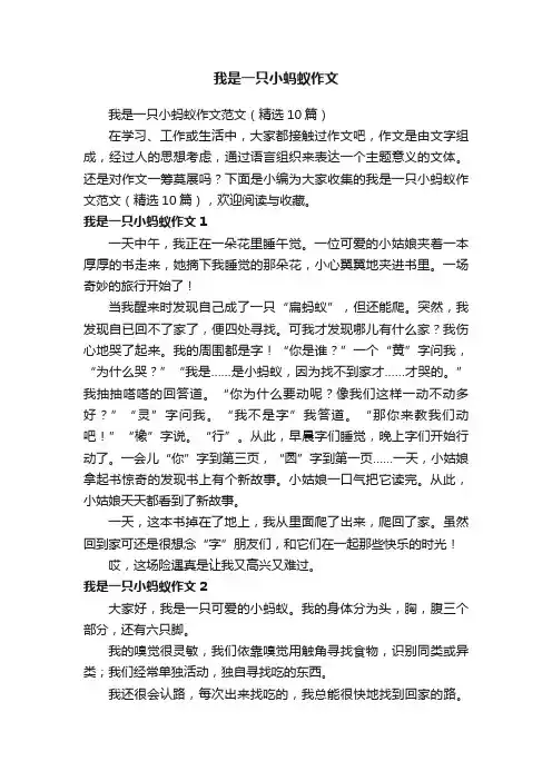 我是一只小蚂蚁作文范文（精选10篇）