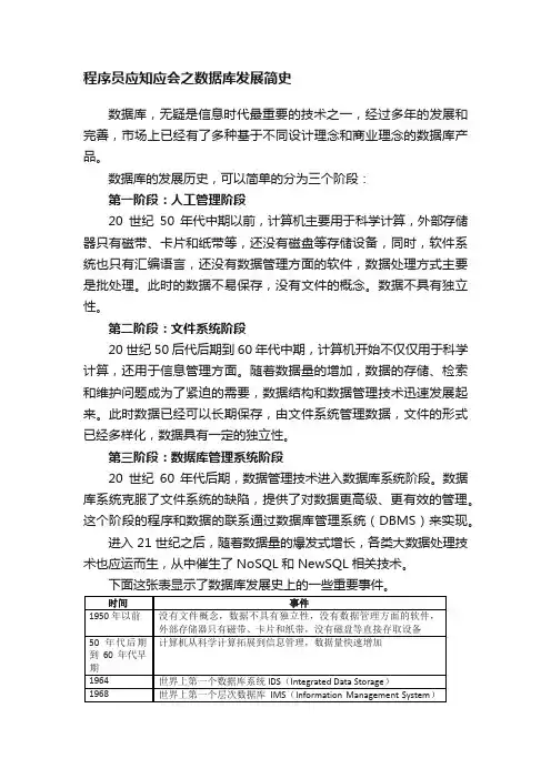 程序员应知应会之数据库发展简史