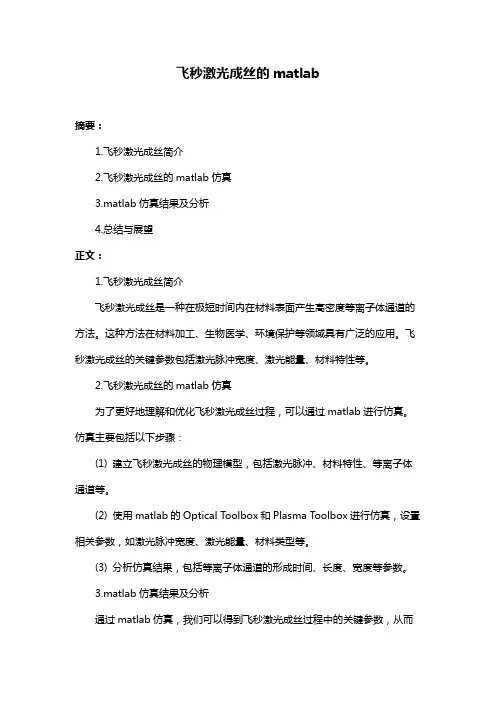 飞秒激光成丝的matlab