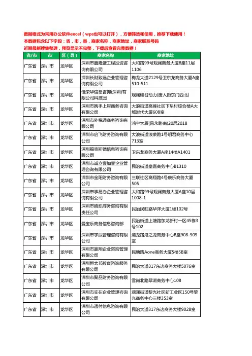 2020新版广东省深圳市龙华区商务咨询有限公司工商企业公司商家名录名单黄页联系电话号码地址大全35家