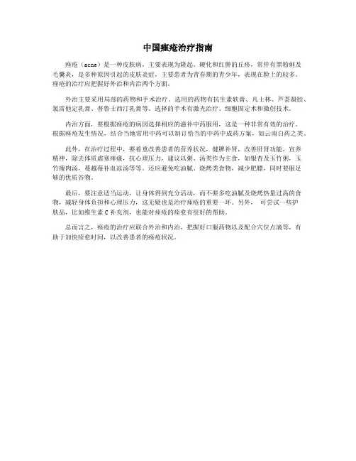 中国痤疮治疗指南