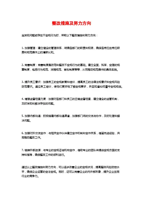 整改措施及努力方向
