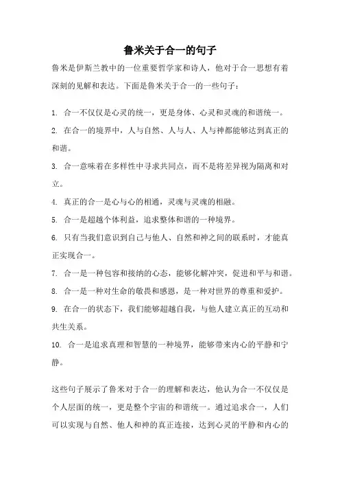 鲁米关于合一的句子