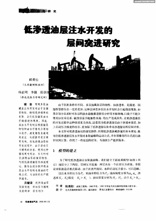 低渗透油层注水开发的层间突进研究