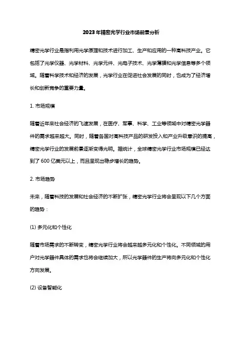 2023年精密光学行业市场前景分析