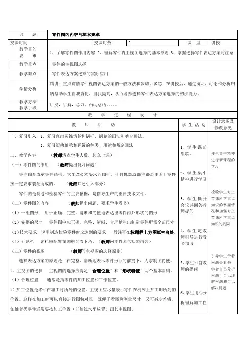 《机械制图(第3版)》教学讲义 项目六  零件图 45、零件图的内容与要求