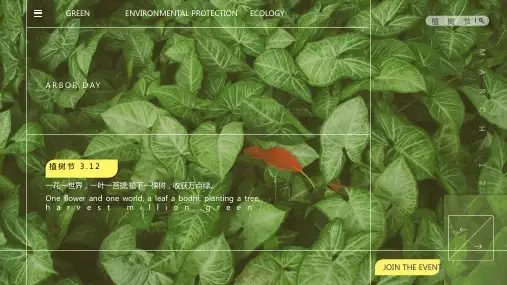 绿色植物手绘叶子夏文艺唯美课件答辩汇报 简约动态小清新PPT模板 (56)