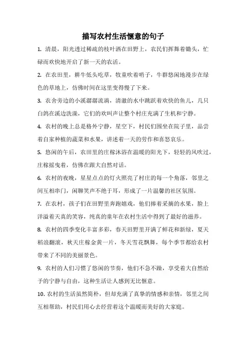 描写农村生活惬意的句子