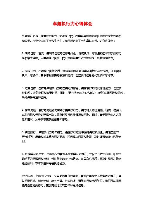 卓越执行力心得体会