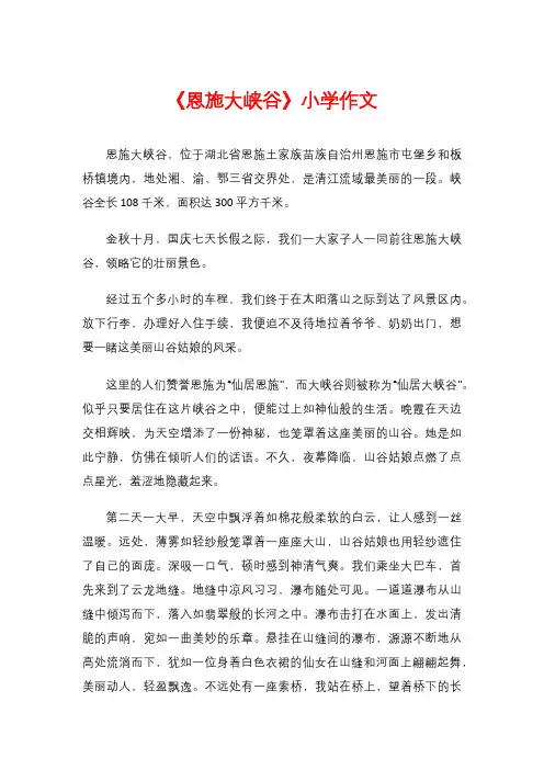 《恩施大峡谷》小学作文