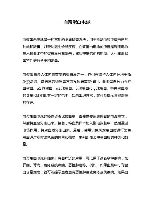 血浆蛋白电泳