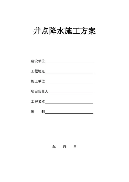 井点降水施工方案