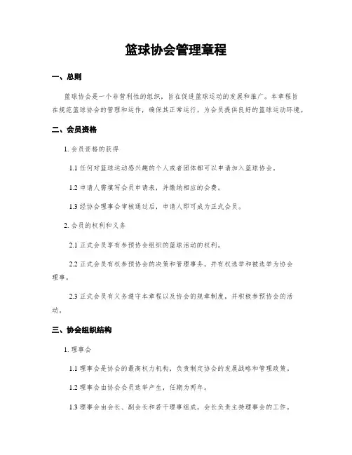 篮球协会管理章程