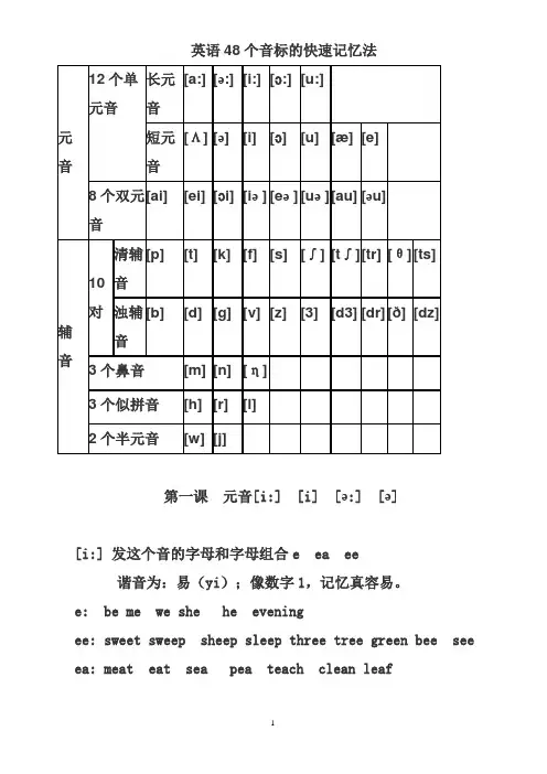 最全英语48个音标的快速记忆法