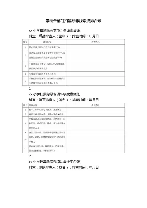 学校各部门扫黑除恶线索摸排台账