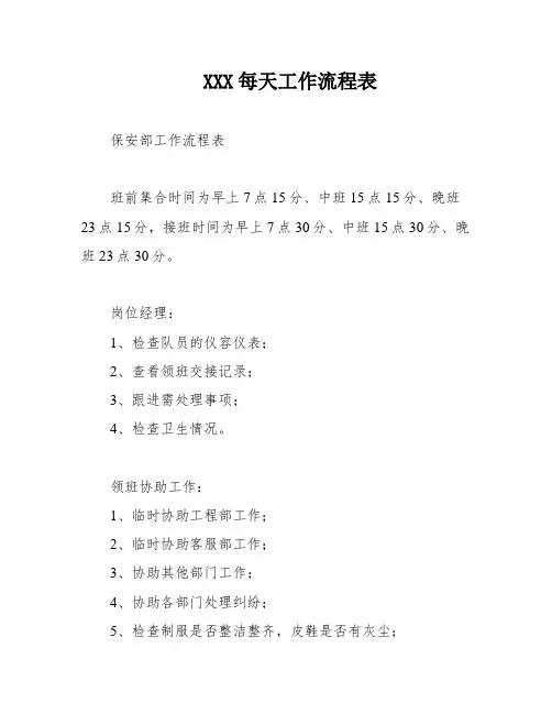 XXX每天工作流程表