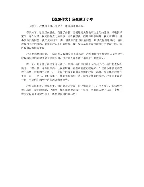 【想象作文】我变成了小草