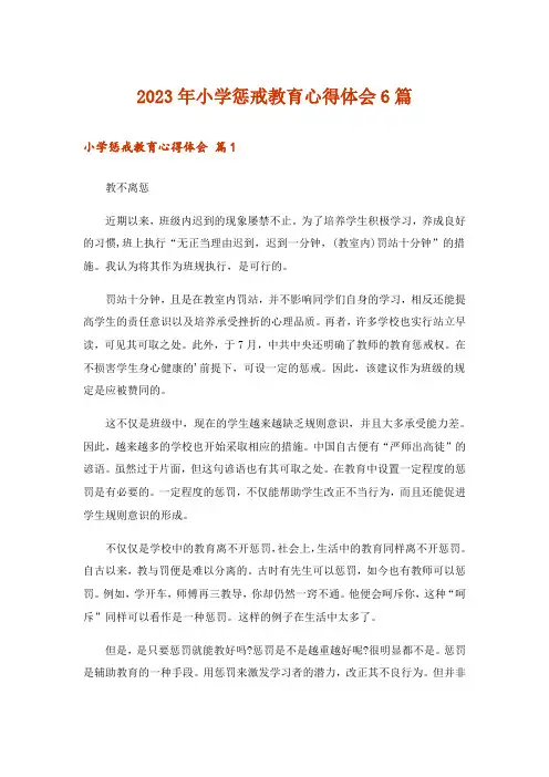 2023年小学惩戒教育心得体会6篇