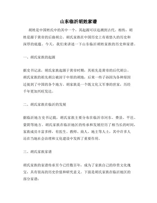 山东临沂胡姓家谱
