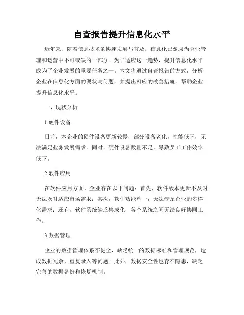 自查报告提升信息化水平
