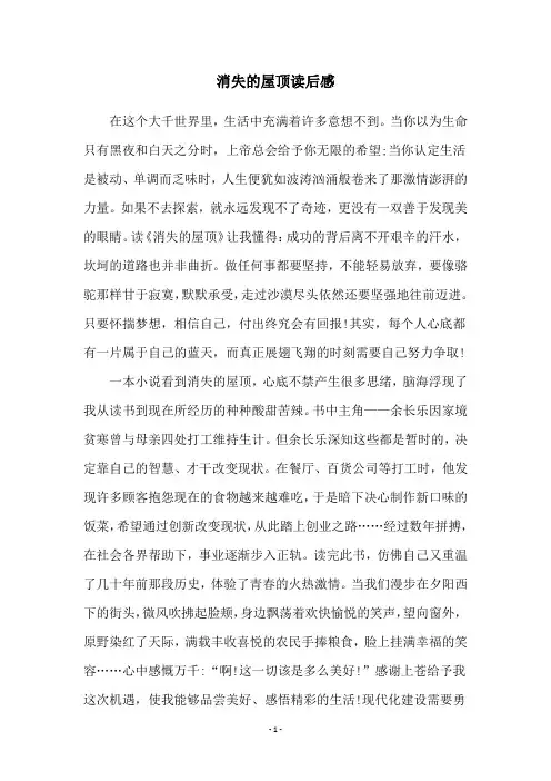 消失的屋顶读后感