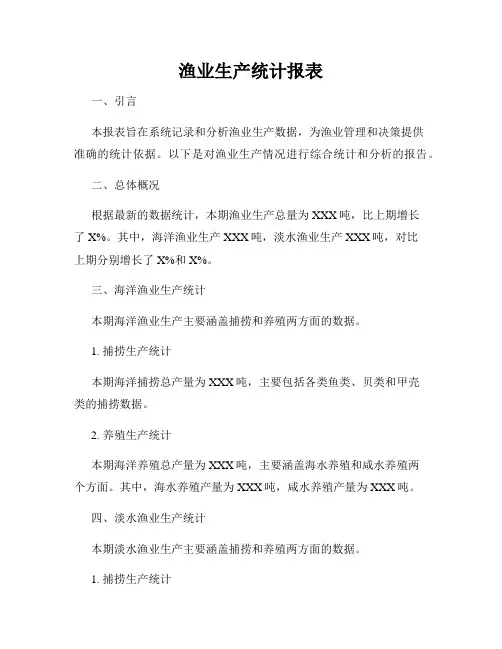 渔业生产统计报表