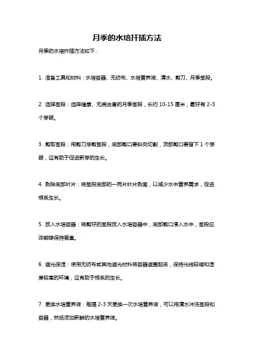 月季的水培扦插方法
