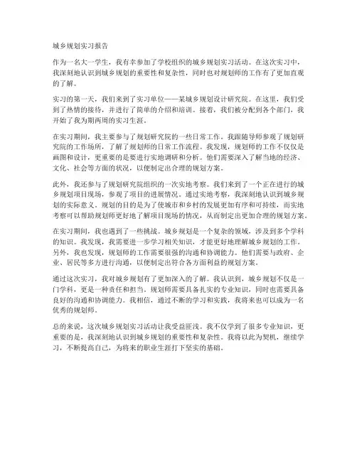 大一城乡规划实习报告