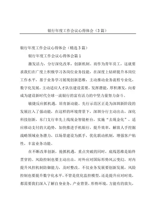 银行年度工作会议心得体会(3篇)